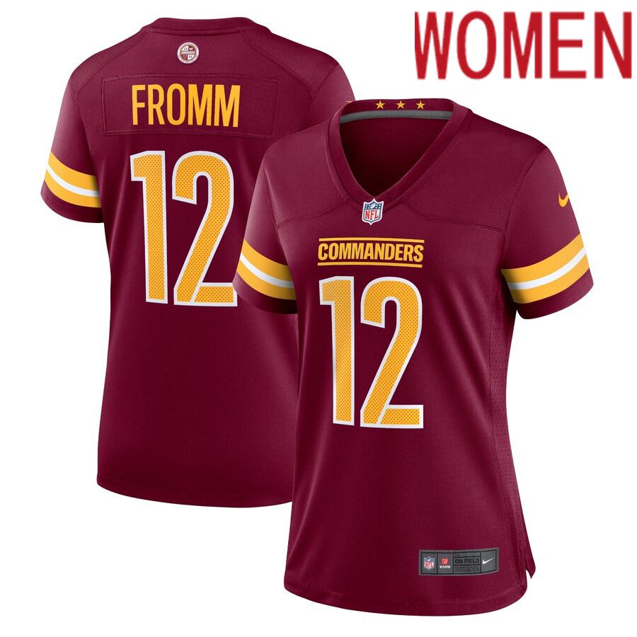 Women Washington Commanders #12 Jake Fromm Nike Burgundy Home Game Player NFL Jersey->women nfl jersey->Women Jersey